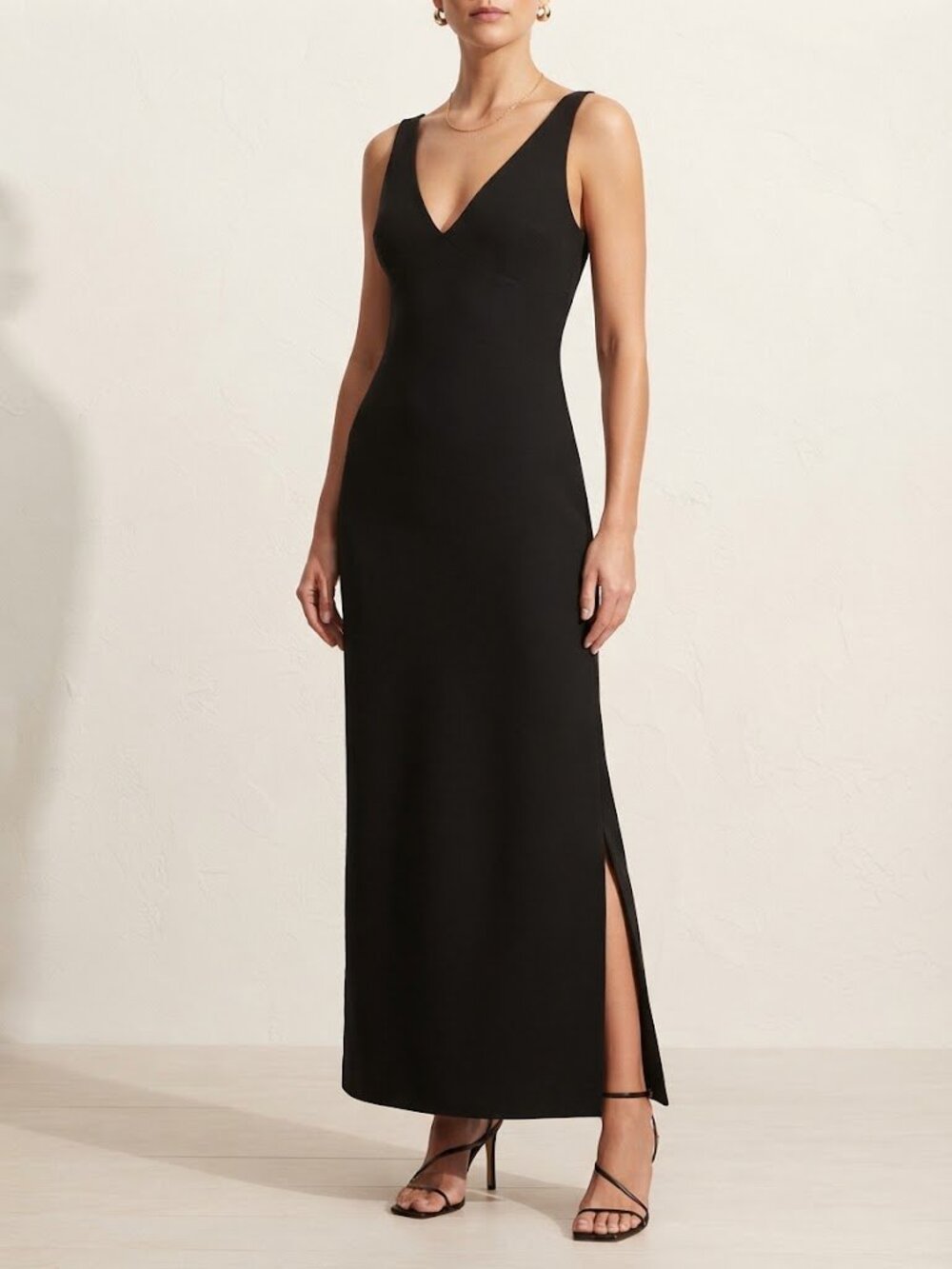 Dynamite Black Deep V Maxi Dress
